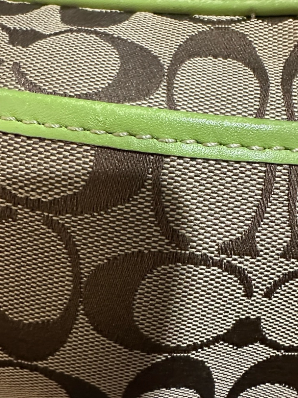COACH Signature Canvas Crossbody Green Tan - Picture 12 of 15